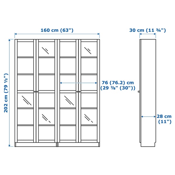 Illustration with measurements for the product: BILLY.