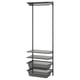 BOAXEL dark grey wall-mounted storage shelves and baskets.