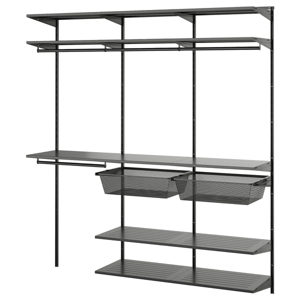 BOAXEL Wardrobe combination, anthracite, 182x40x201 cm