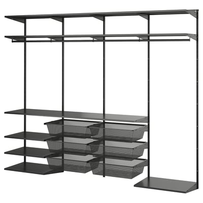 BOAXEL Wardrobe combination, anthracite, 245x40x201 cm