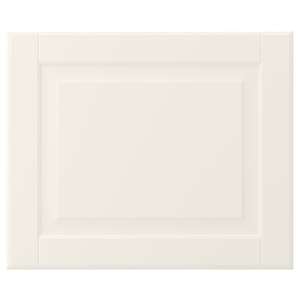 A white BODBYN kitchen cabinet with a bevelled panel design.