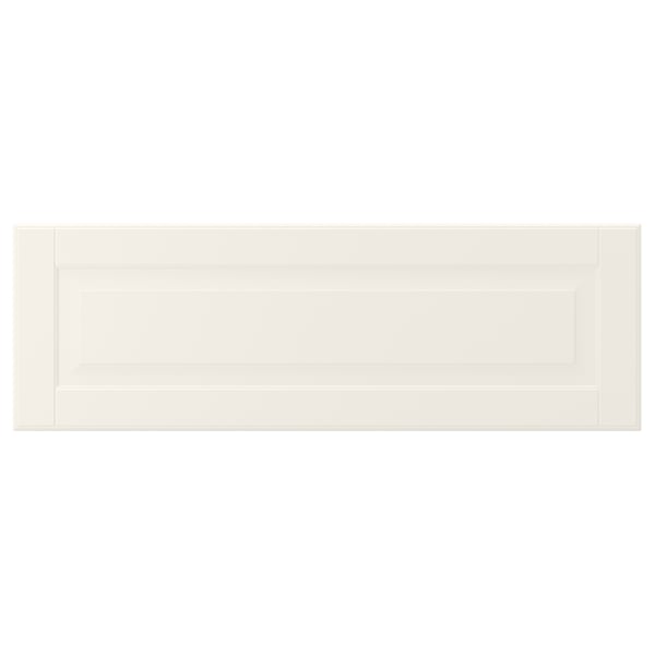 BODBYN off-white kitchen cabinet, smooth lacquered panels, classic bevelled design, 25-year guarantee.
