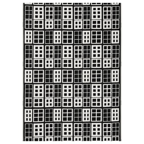 BROKAKLEJA, black/white fabric, pre-cut, window pane pattern, cotton, square design.