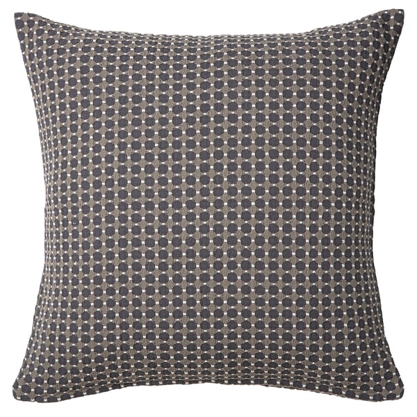 BRUNNYCKLAR: grey, square throw pillow with subtle geometric pattern, woven cotton.