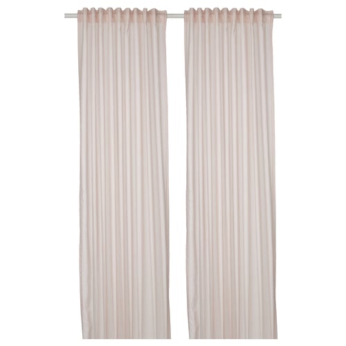 Curtains with stripes, heading tape for easy instal, dim light, add privacy.