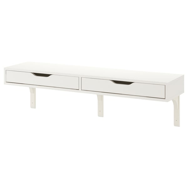 EKBY ALEX: white wall-mounted desk with 2 drawers, rectangular shape, sleek design.