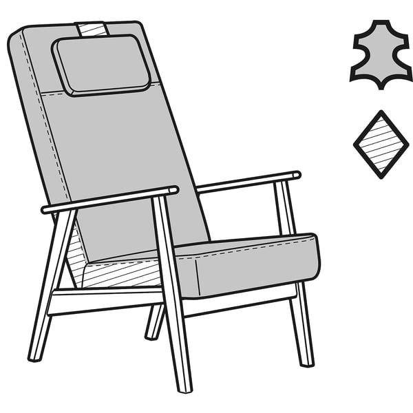 EKENÄSET High-back armchair, walnut effect/Grann/Bomstad black