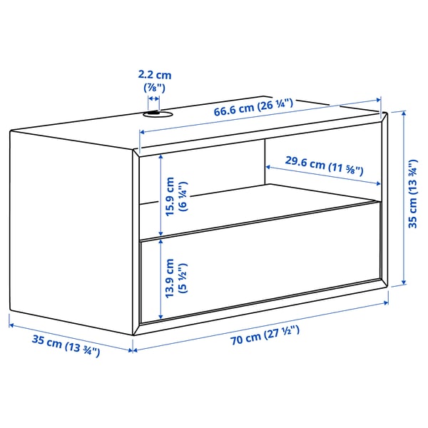 Illustration with measurements for the product: EKET.