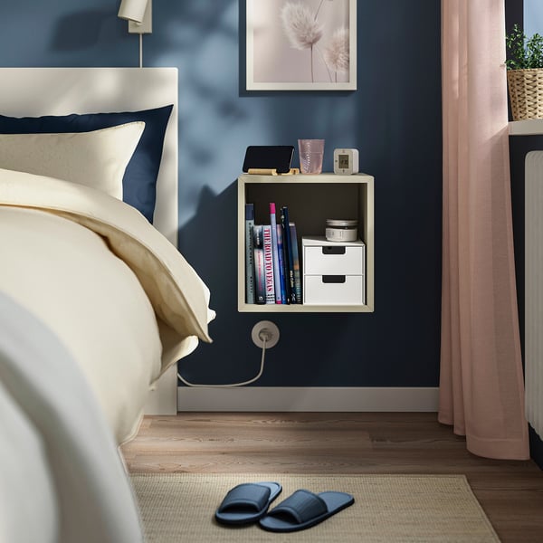 EKET Wall-mounted shelving unit, beige, 35x35x35 cm