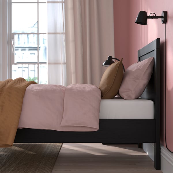 FÅGELFJÄLLET Bed frame, black oak effect, Twin