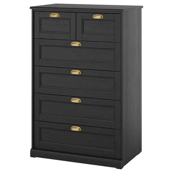 FÅGELFJÄLLET Chest of 6 drawers, black oak effect, 82x51x123 cm