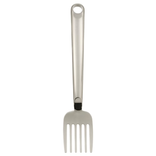 FINMAT stainless steel fork, designed by ilse crawford, white with a long handle and prongs.