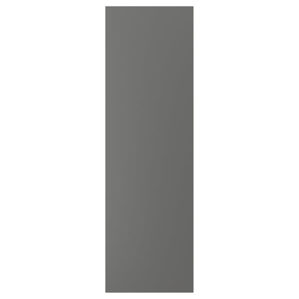 Grey rectangular panel, likely a cabinet door. Made of particleboard with plastic edging and foil. 25-year guarantee.