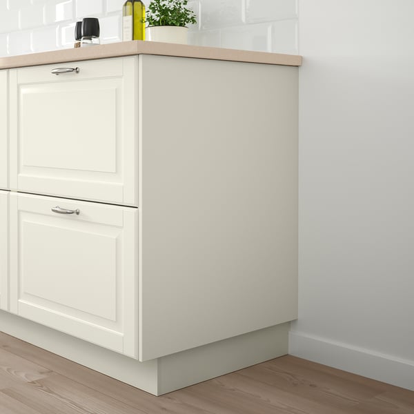FÖRBÄTTRA white kitchen cabinet, slender & tall, with sleek silver handles.