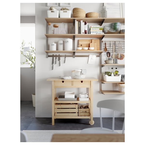 FÖRHÖJA Kitchen trolley, birch, 100x43 cm