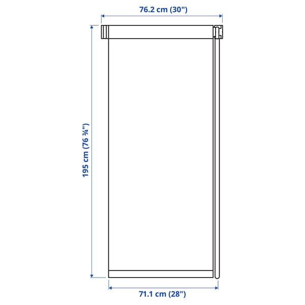 FRIDANS Block-out roller blind, white, 76.2x195 cm