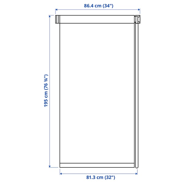 FRIDANS Block-out roller blind, white, 86.4x195 cm