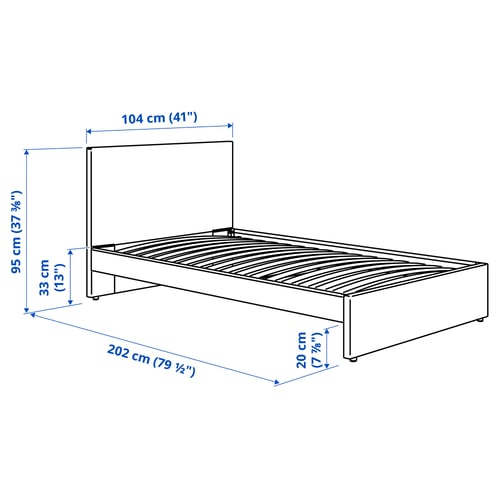 Illustration with measurements for the product: GLADSTAD.