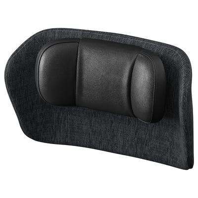 Black GRÖNFJÄLL office chair cushion, leather & fabric, ergonomic design.