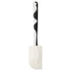 Black and white spatula, curved handle, silicone blade, kitchen tool.