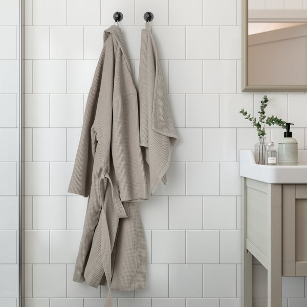 GULDLÖNN Bath robe, beige, L/XL