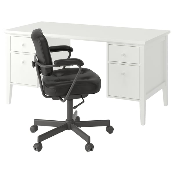 GULLABERG / ALEFJÄLL Desk and chair, white/black, 155x65 cm