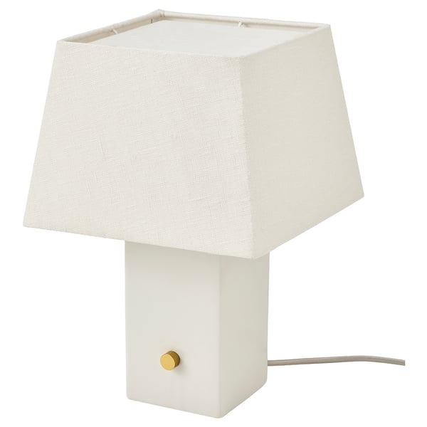 HALGATT Table lamp, dimmable white/white ceramic, 35 cm