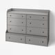 Grey HAUGA chest, eight drawers, modern design, minimalist style, round knobs.