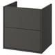 Havbaeck grey bathroom cabinet with drawers, sleek modern design.
