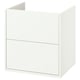 Havbaeck white bathroom cabinet with drawers, sleek design, wall-mount or leg-supported.