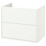 White HAVBÄCK bathroom cabinet, rectangular, minimalist design with smooth surfaces and two drawers.
