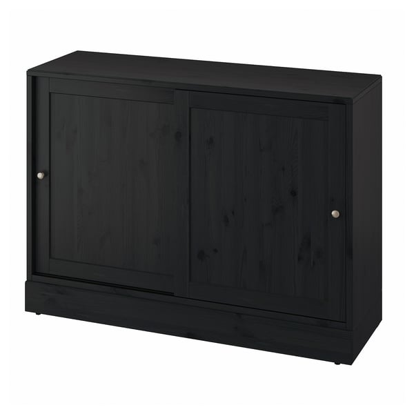 HAVSTA cabinet: dark wood, rectangular, two doors, simple design. Ideal for storage.
