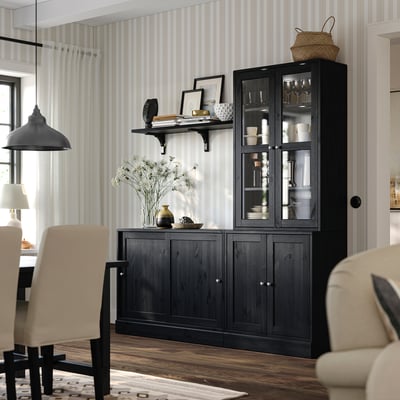 HAVSTA Storage combination w sliding doors, black, 202x47x212 cm