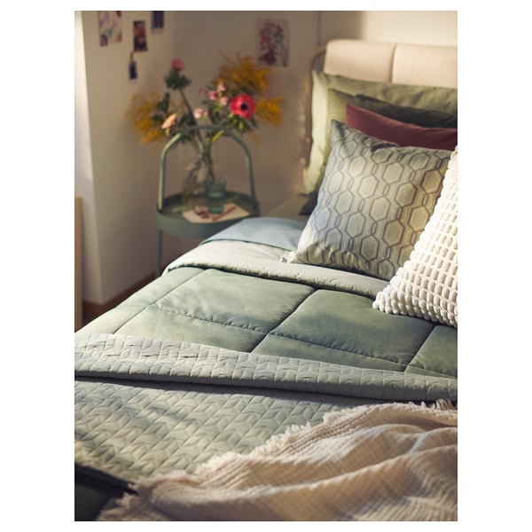 HEDFRYLE Comforter set, green, Twin/Twin X-long
