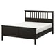 HEMNES bed: dark brown, solid pine, rectangular, slatted head & footboard.