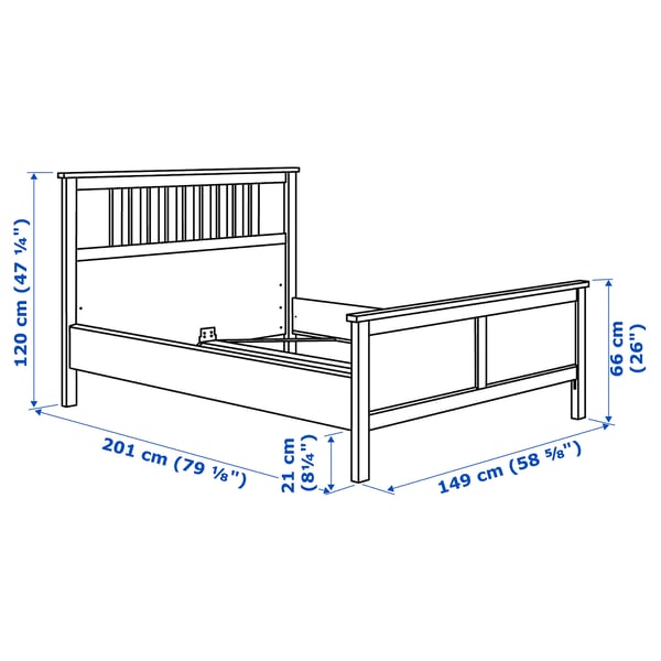 Illustration with measurements for the product: HEMNES.