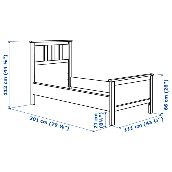 Illustration with measurements for the product: HEMNES.