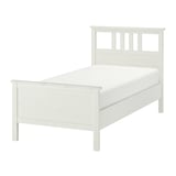HEMNES white bed, solid pine, sleek design, two high headboards, adjustable sides.