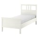 HEMNES white bed, solid pine, high headboard, slatted base, hybrid mattress.