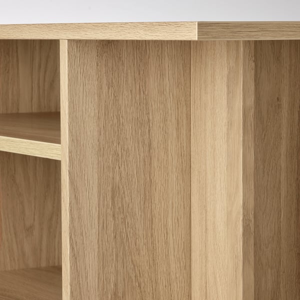 HOLMERUD side table close-up: light wood grain, smooth texture, sleek design.