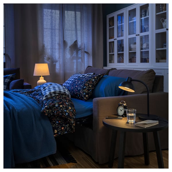 HYLTARP 2-seat sofa-bed, Gransel grey-brown