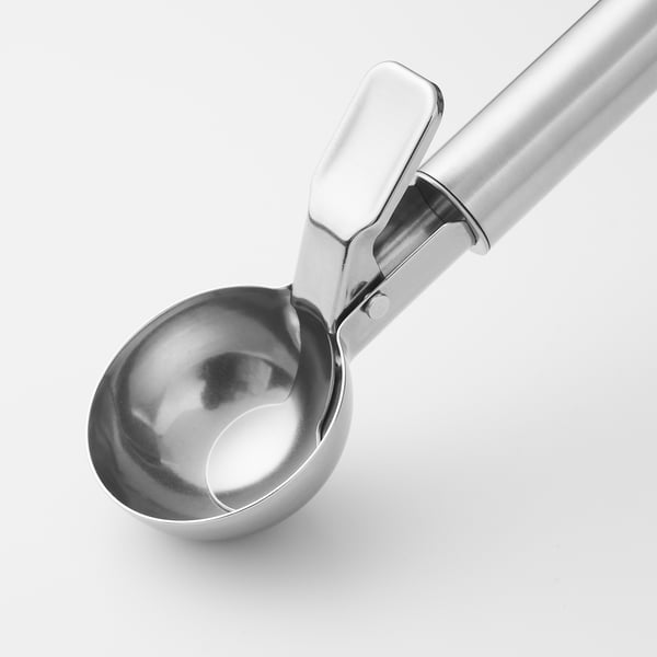 Metal ice cream scoop with trigger & hanging loop