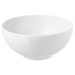 IKEA 365+ white bowl. Made of durable porcelain. Round shape, simple design.