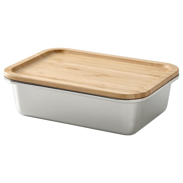 IKEA 365+ stainless steel food container with bamboo lid.