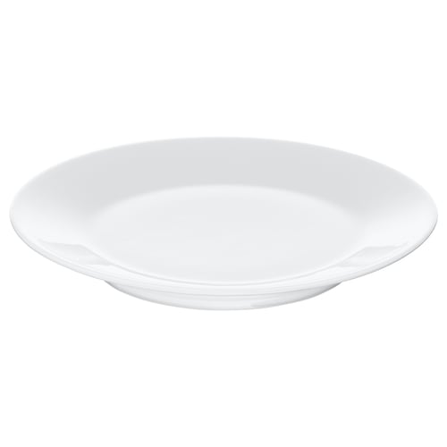 IKEA 365+ white porcelain plate, round, simple design.