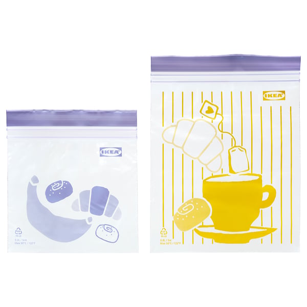 ISTAD Resealable bag, patterned lilac/yellow, Snack/Sandwich