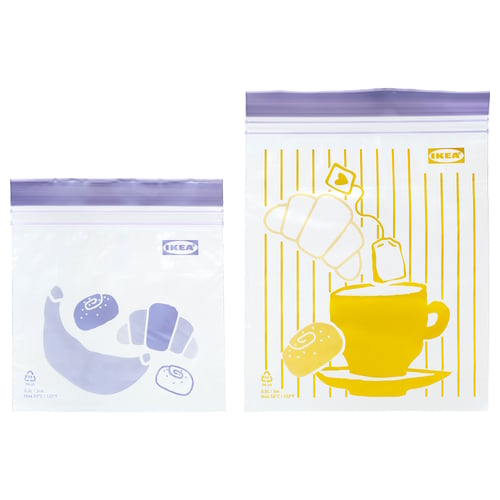 ISTAD Resealable bag, patterned lilac/yellow, Snack/Sandwich