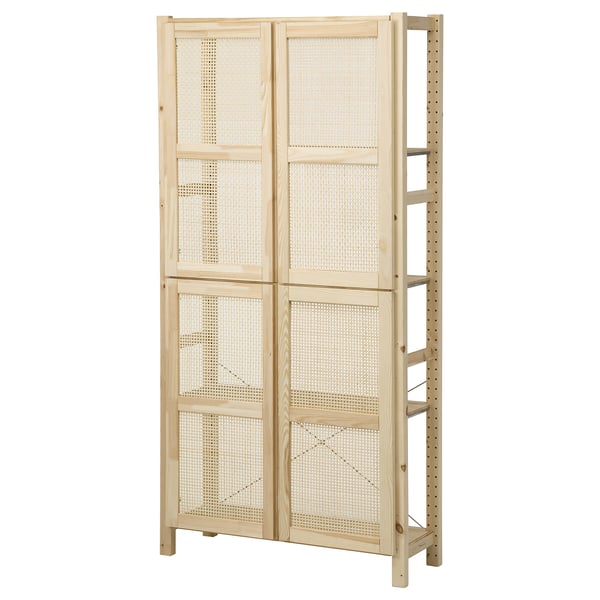 IVAR unit with bamboo doors, 4 shelves, pine frame