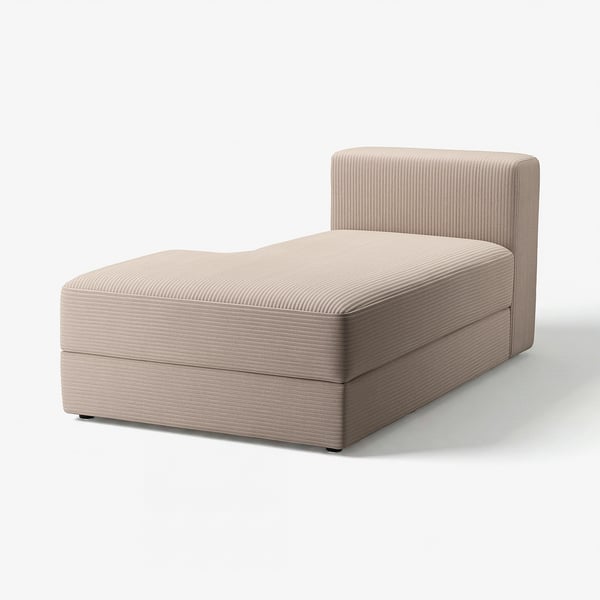 JÄTTEBO chaise longue in beige, wide-wale corduroy, rectangular with soft curves, designed for comfort and storage.