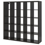 Black KALLAX cube storage unit 16 square compartments for versatile storage.